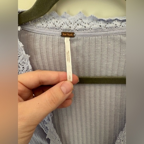 Free People Third Date Crop Top Long Sleeve Crochet Lace Size Small - Picture 2 of 7